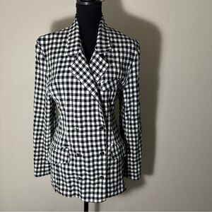 Elegant Black and White Checkered Blazer
